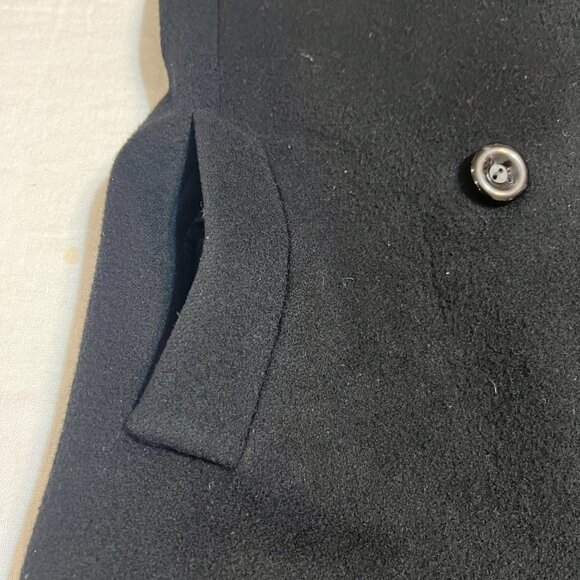 Reflections Women’s Long Black Wool Coat Made in USA Double Breasted Size Medium - Picture 4 of 13